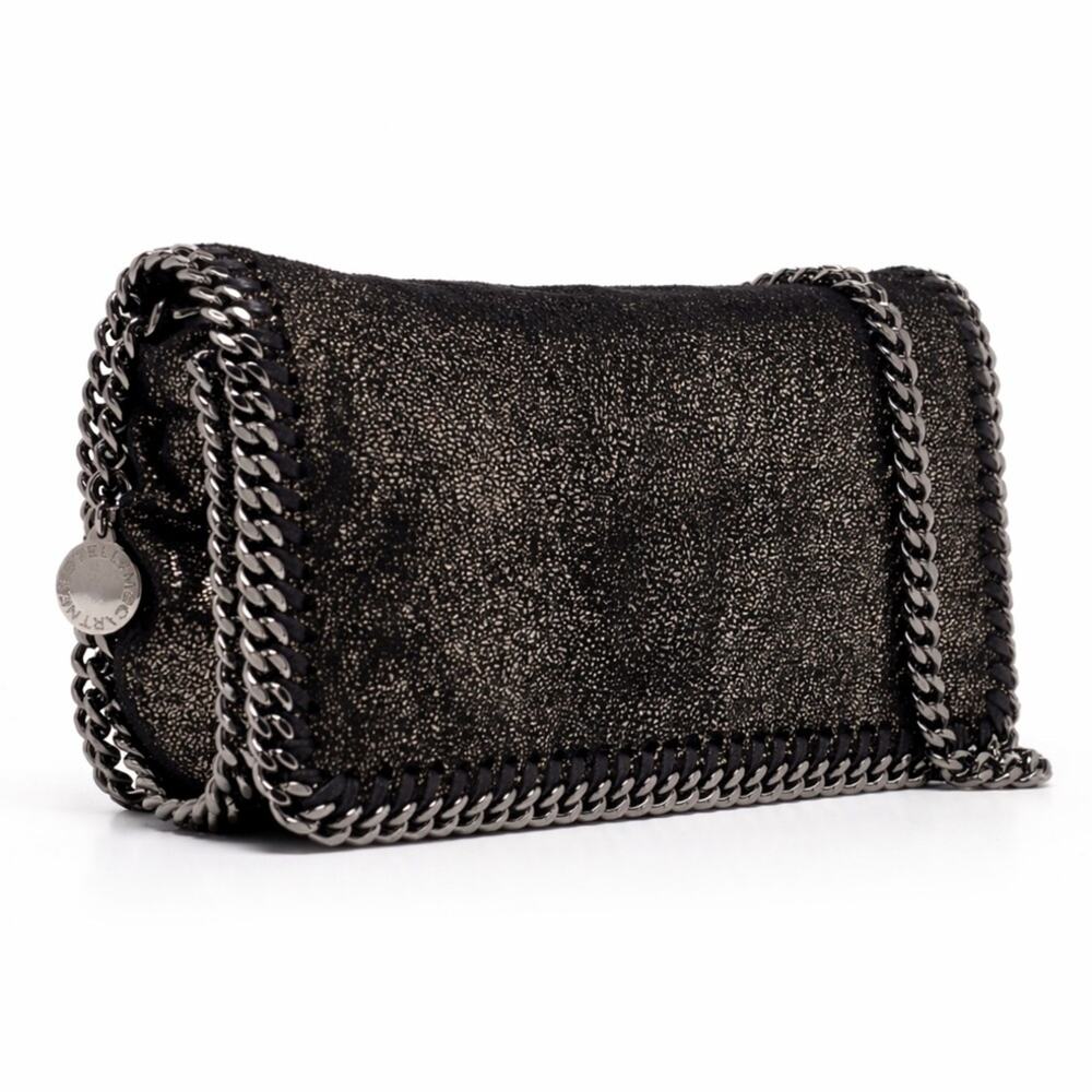 STELLA MCCARTNEY Falabella Chamois Shiny Dotted Crossbody Bag Chain Metallic